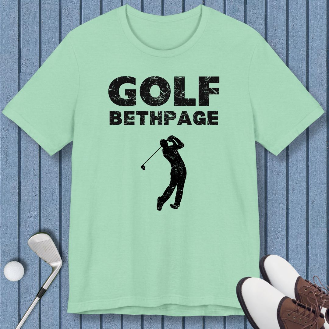 Golf Bethpage - Male T-shirt in Heather Mint, great for casual wear. Find more fun golf focused products at oneforetheages.com
