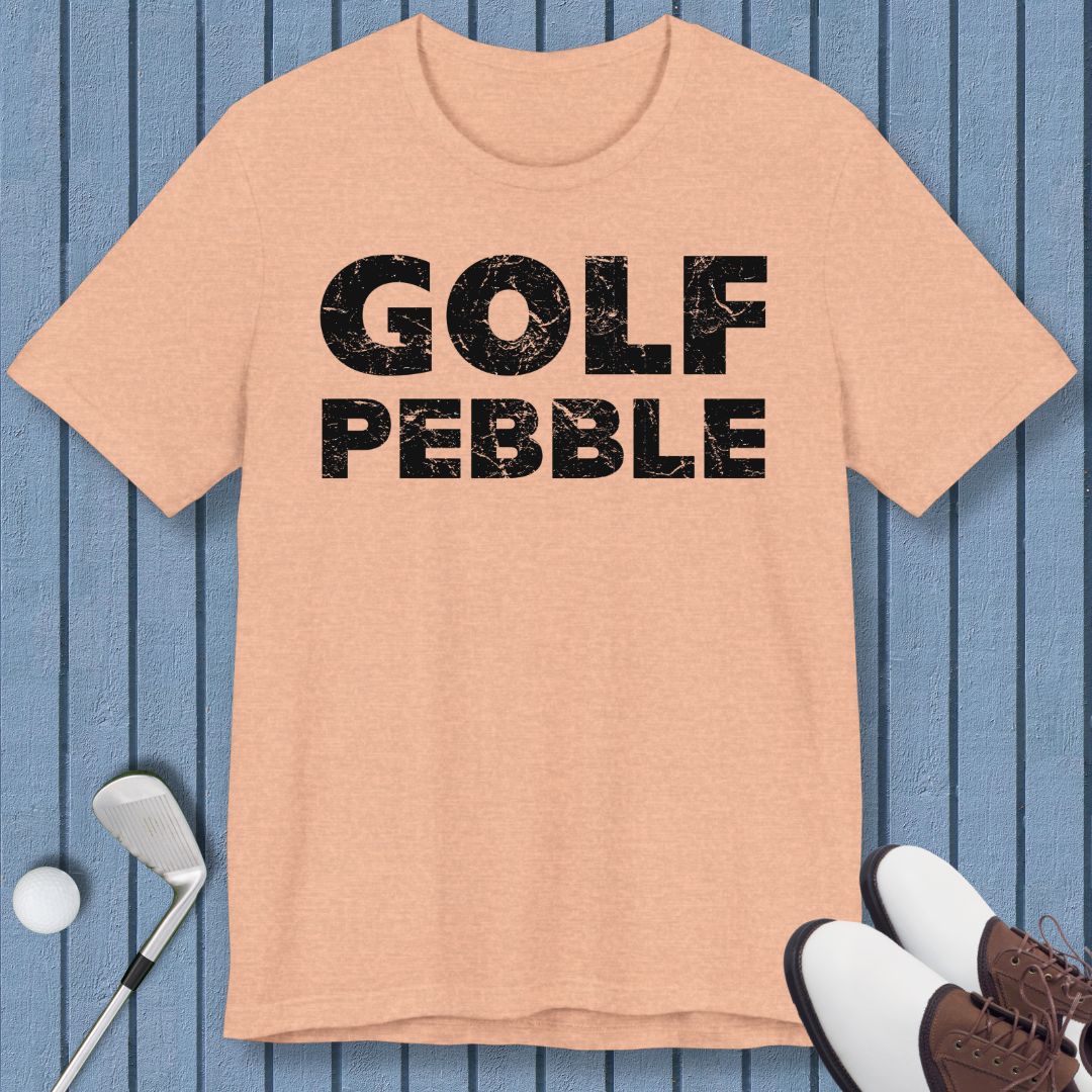 Golf Pebble - T-shirt in Heather Peach, great for casual wear. Find more fun golf focused products at oneforetheages.com