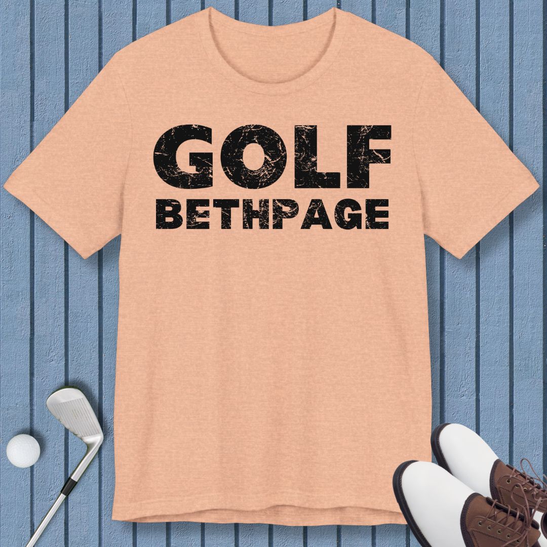 Golf Bethpage - T-shirt in Heather Peach, great for casual wear. Find more fun golf focused products at oneforetheages.com