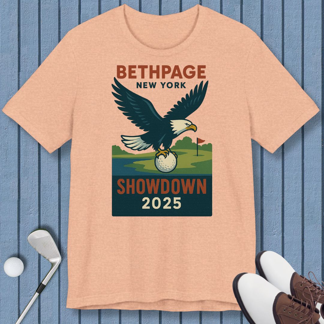 Bethpage Golf 2025 - Eagle - T-shirt in Heather Peach, great for casual wear. Find more fun golf focused products at oneforetheages.com