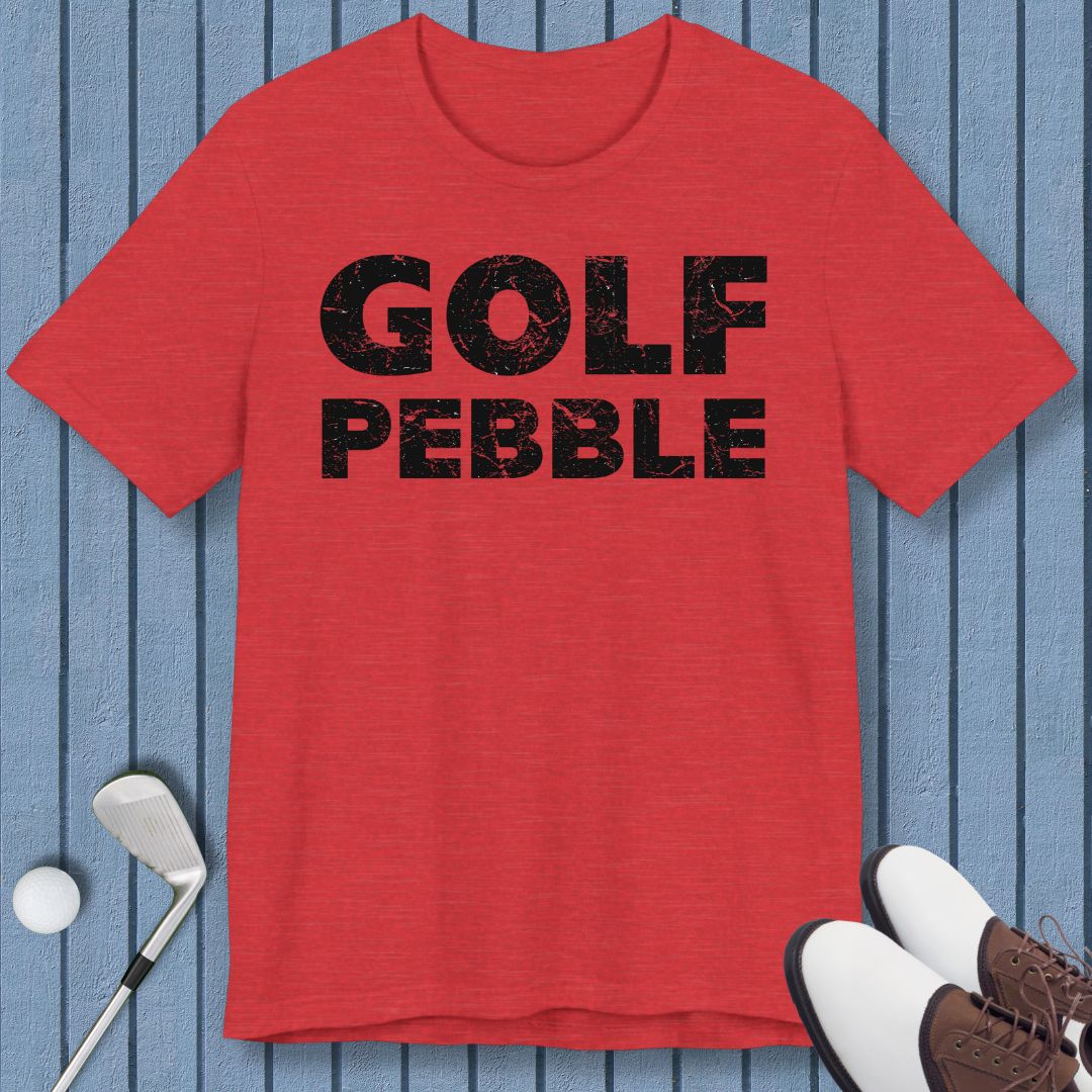 Golf Pebble - T-shirt in Heather Red, great for casual wear. Find more fun golf focused products at oneforetheages.com