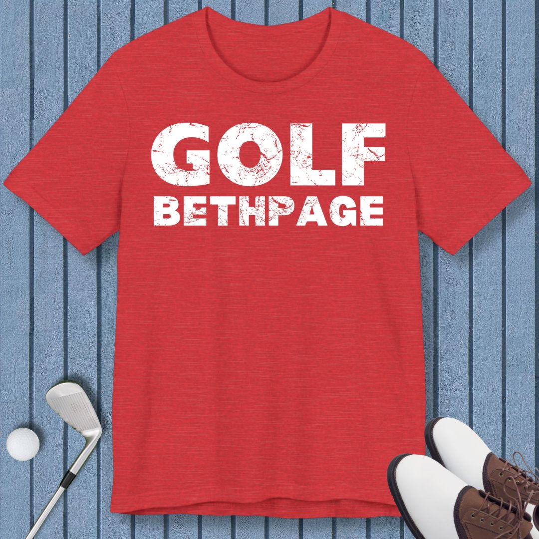 Golf Bethpage - T-shirt in Heather Red, great for casual wear. Find more fun golf focused products at oneforetheages.com