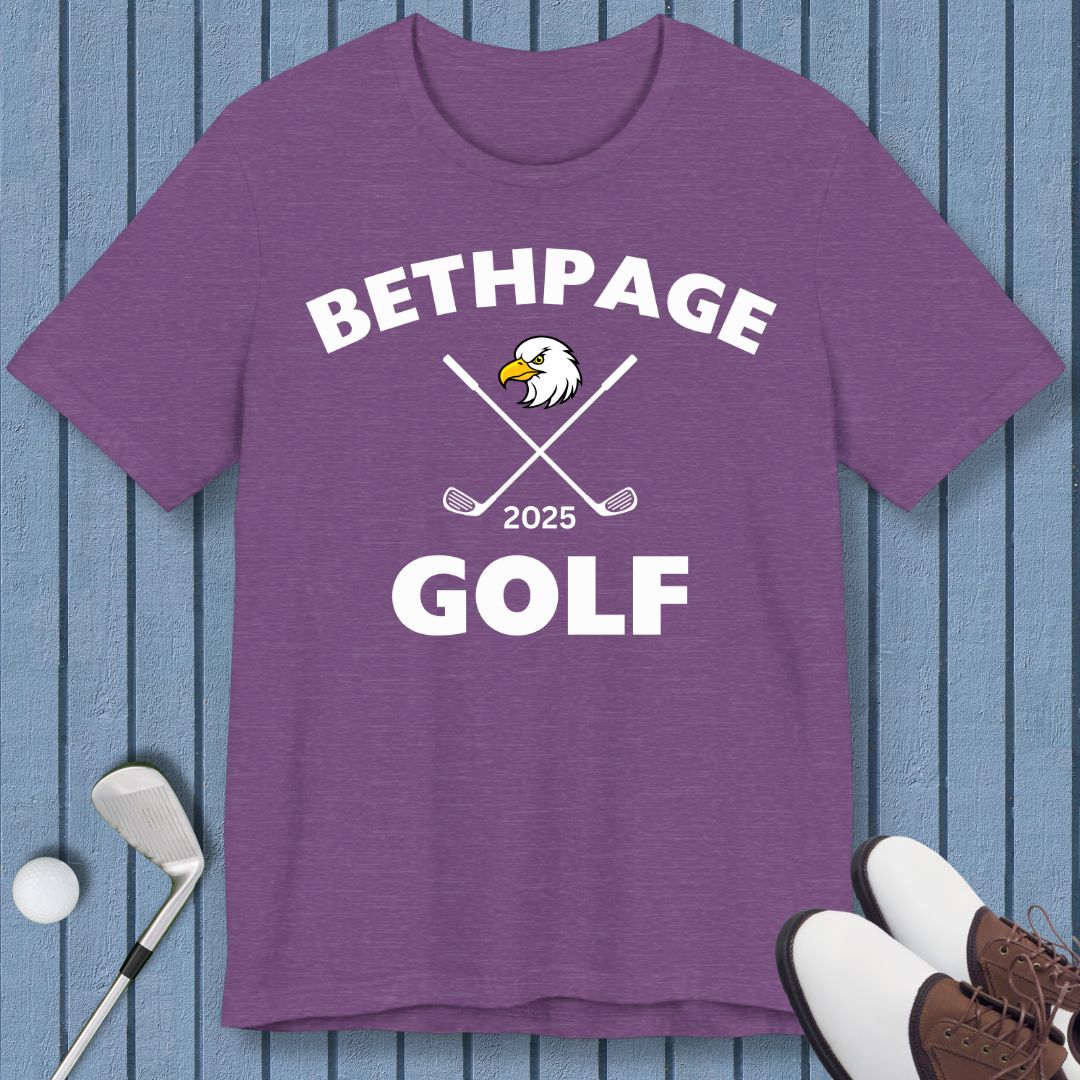 Bethpage Golf 2025 - T-shirt in Heather Team Purple, great for casual wear. Find more fun golf focused products at oneforetheages.com