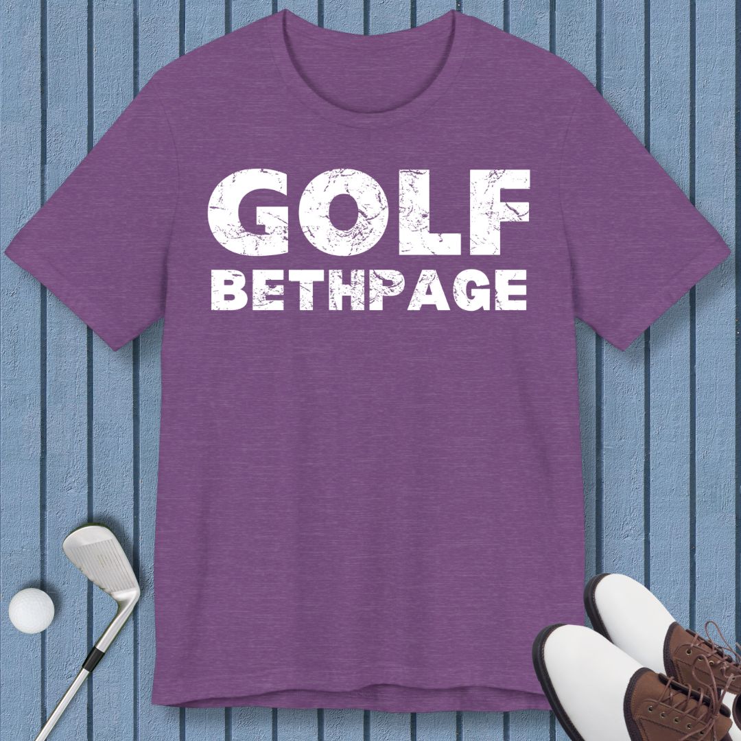 Golf Bethpage - T-shirt in Heather Team Purple, great for casual wear. Find more fun golf focused products at oneforetheages.com