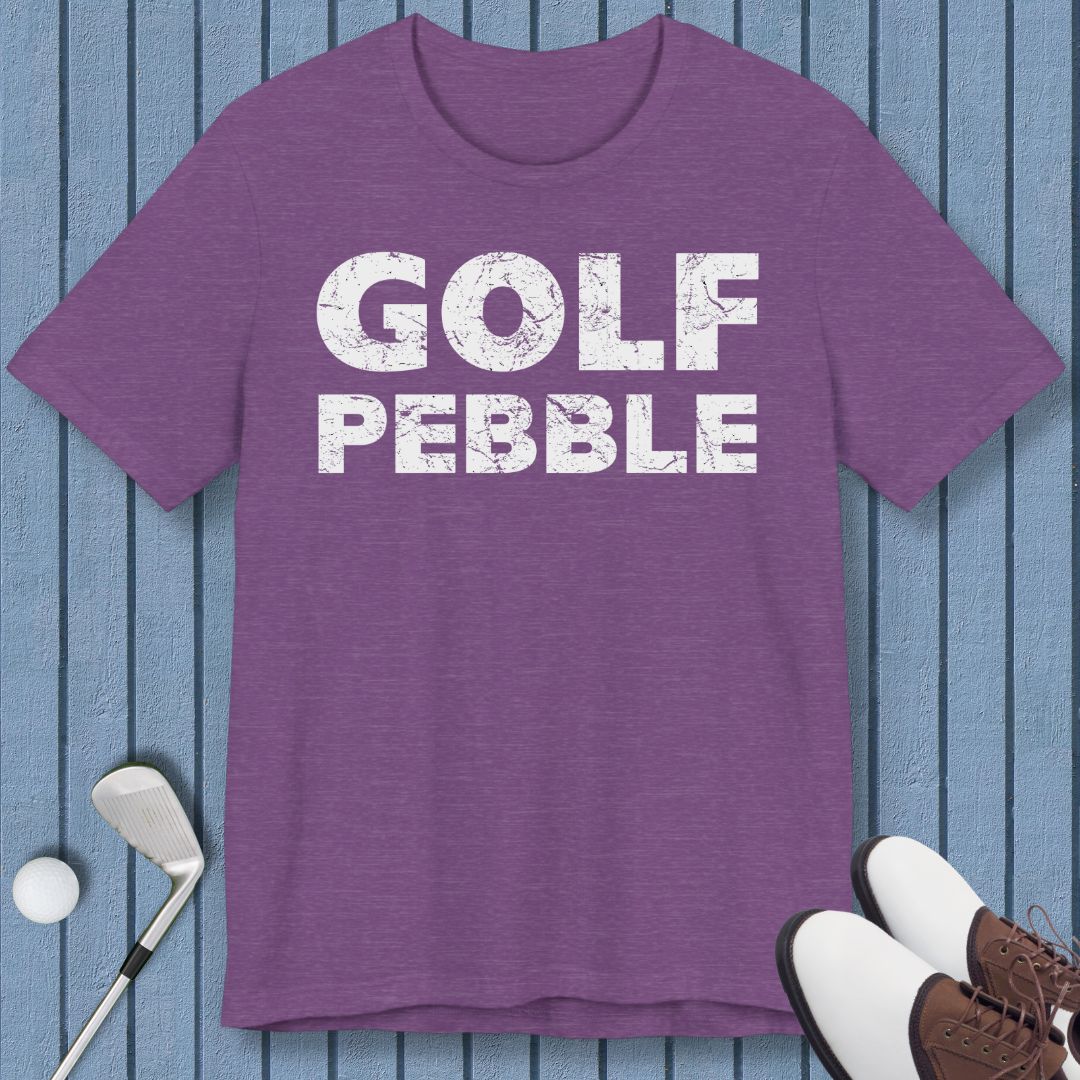 Golf Pebble - T-shirt in Heather Team Purple, great for casual wear. Find more fun golf focused products at oneforetheages.com