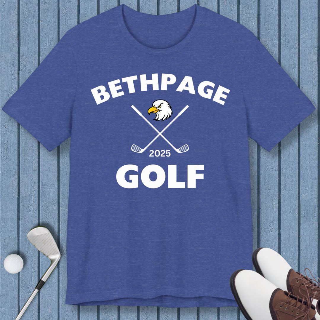 Bethpage Golf 2025 - T-shirt in Heather True Royal, great for casual wear. Find more fun golf focused products at oneforetheages.com