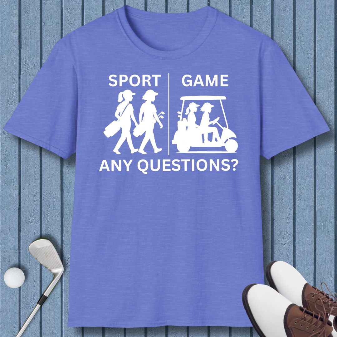 SPORT vs. GAME - Female in Heather Royal, great for casual wear. Find more fun golf focused products at oneforetheages.com