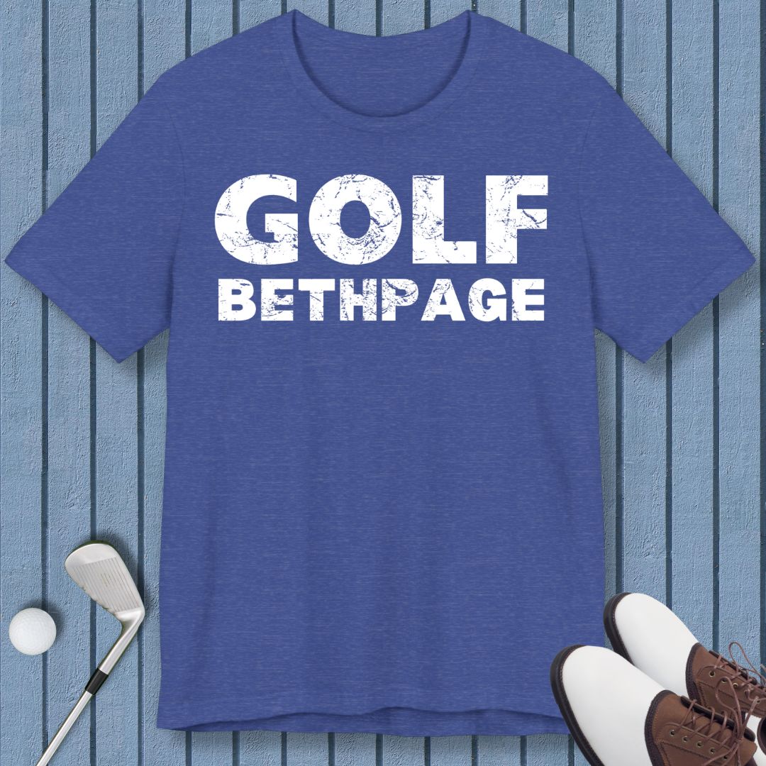 Golf Bethpage - T-shirt in Heather True Royal, great for casual wear. Find more fun golf focused products at oneforetheages.com