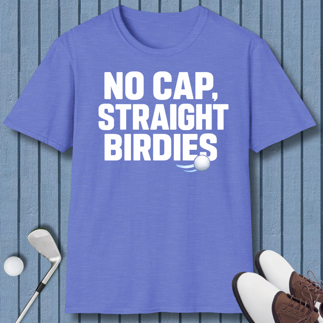 NO CAP, STRAIGHT BIRDIES in Heather Royal, great for casual wear. Find more fun golf focused products at oneforetheages.com