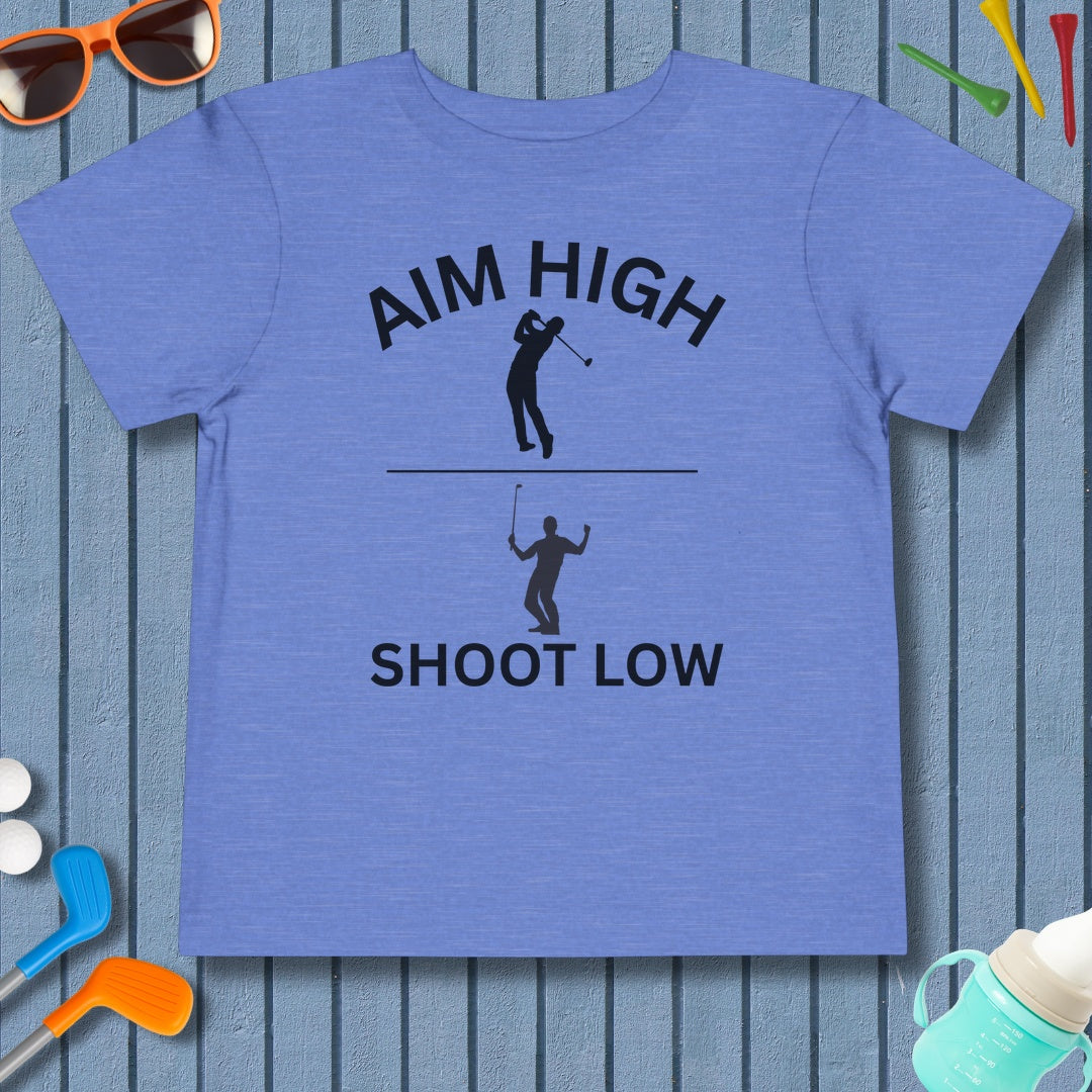 Aim High - Shoot Low (Male) - Toddler Golf T-Shirt in Heather Columbia Blue