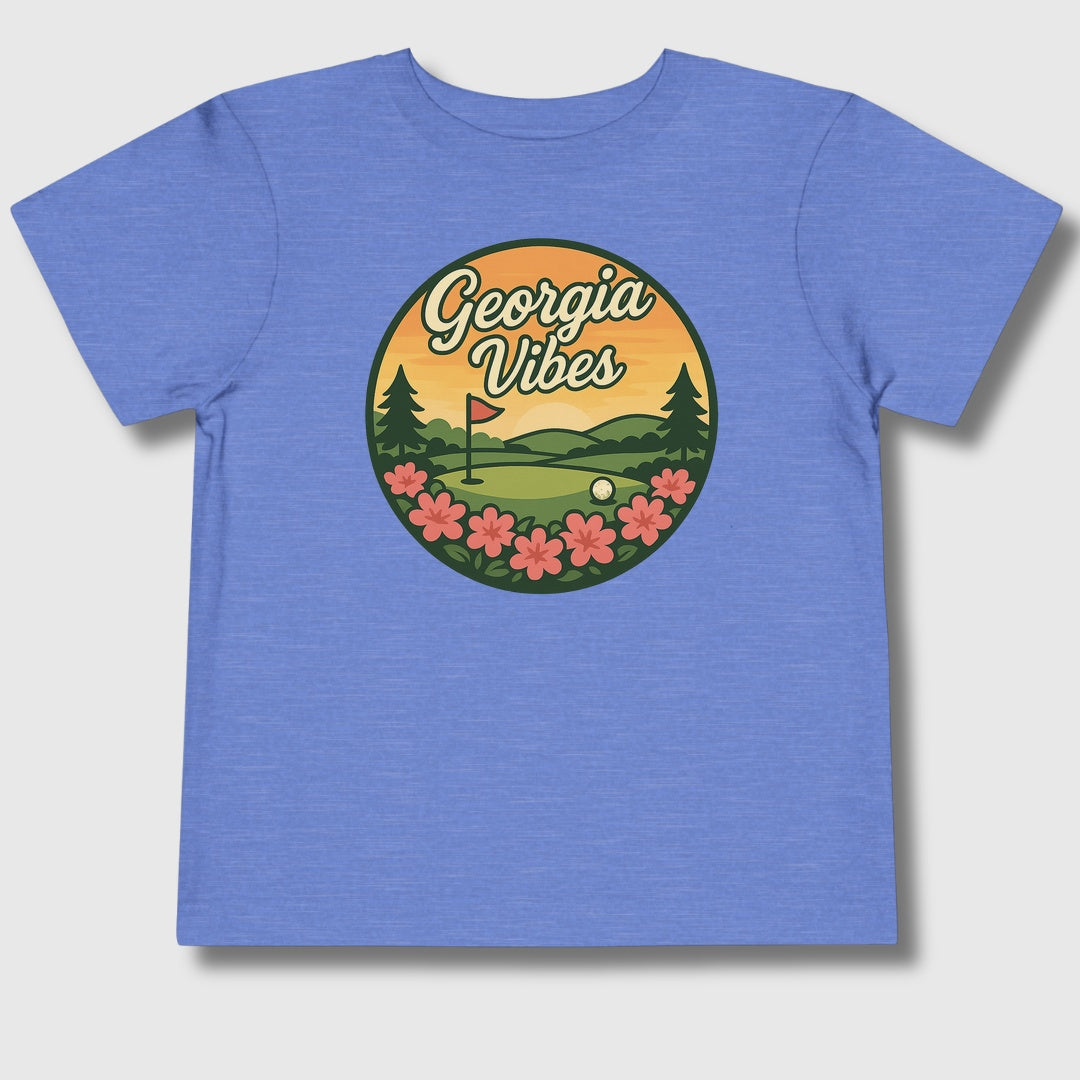 Golf Vibes - Georgia Azalea Edition - Toddler Golf T-Shirt in Heather Columbia Blue
