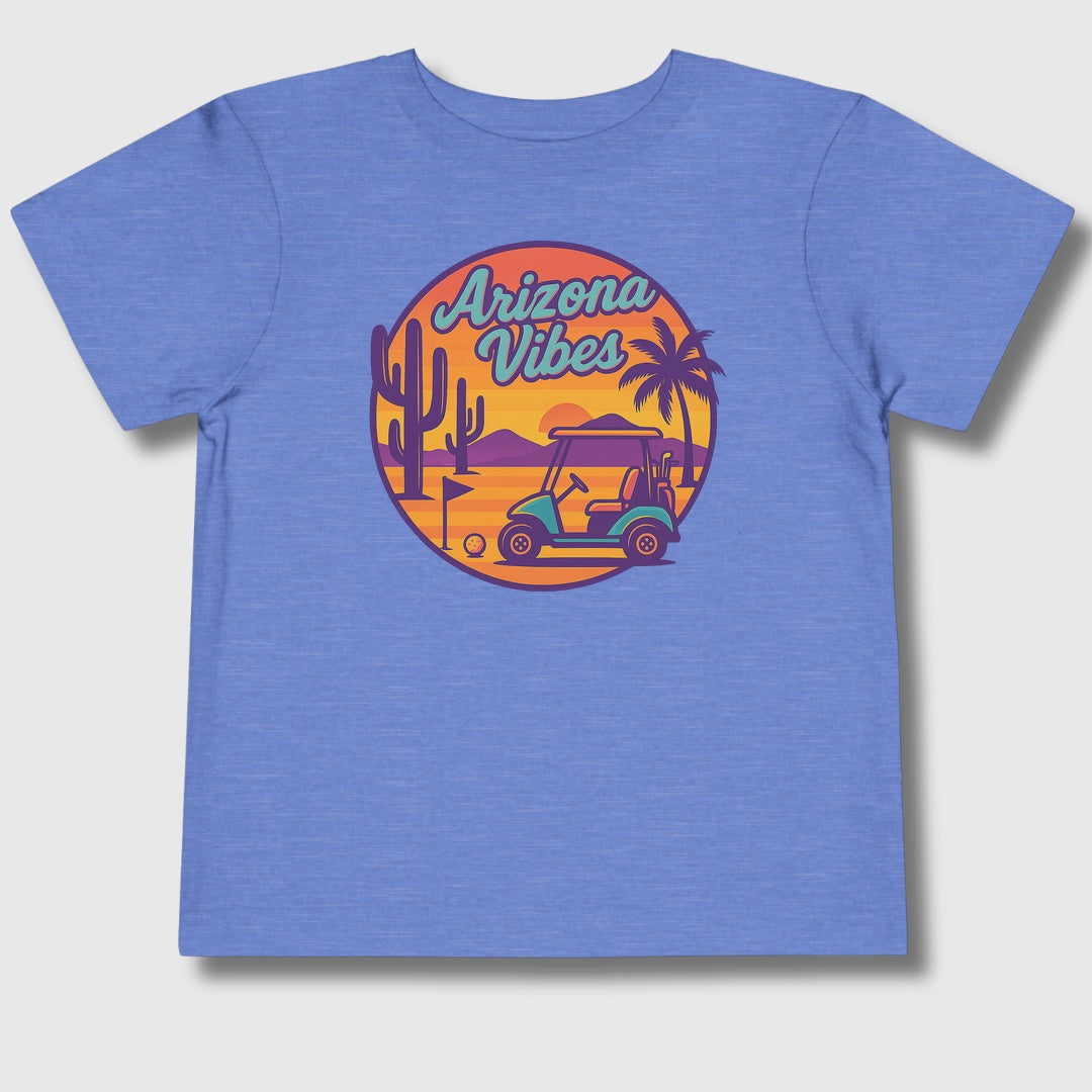 Golf Vibes - Arizona - Desert Edition Golf Destination - Toddler Golf T-Shirt in Heather Columbia Blue