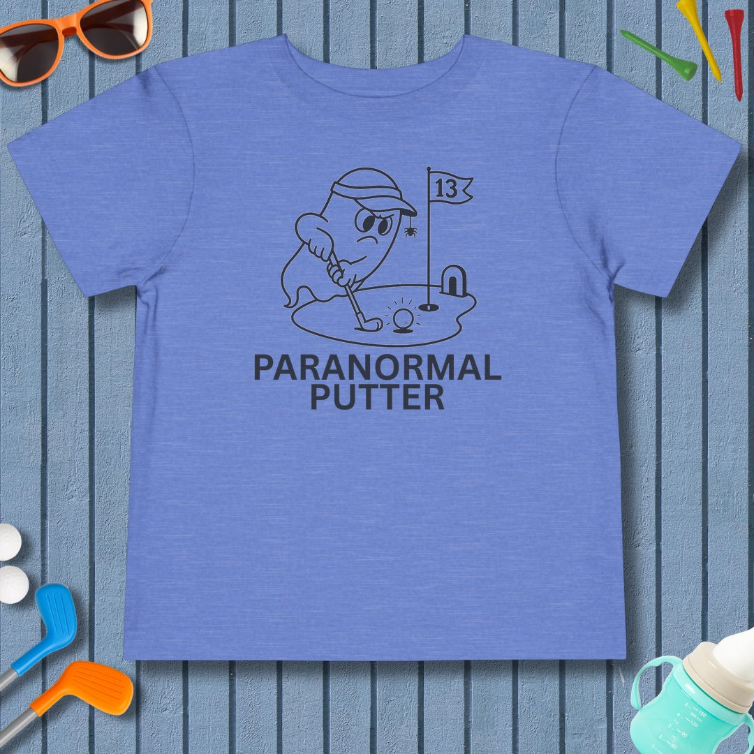 Paranormal Putter - Toddler Golf T-Shirt in Heather Columbia Blue