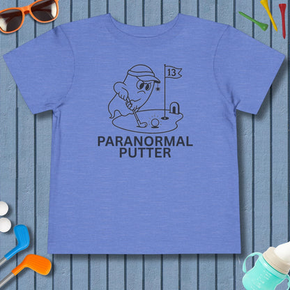 Paranormal Putter - Toddler Golf T-Shirt in Heather Columbia Blue