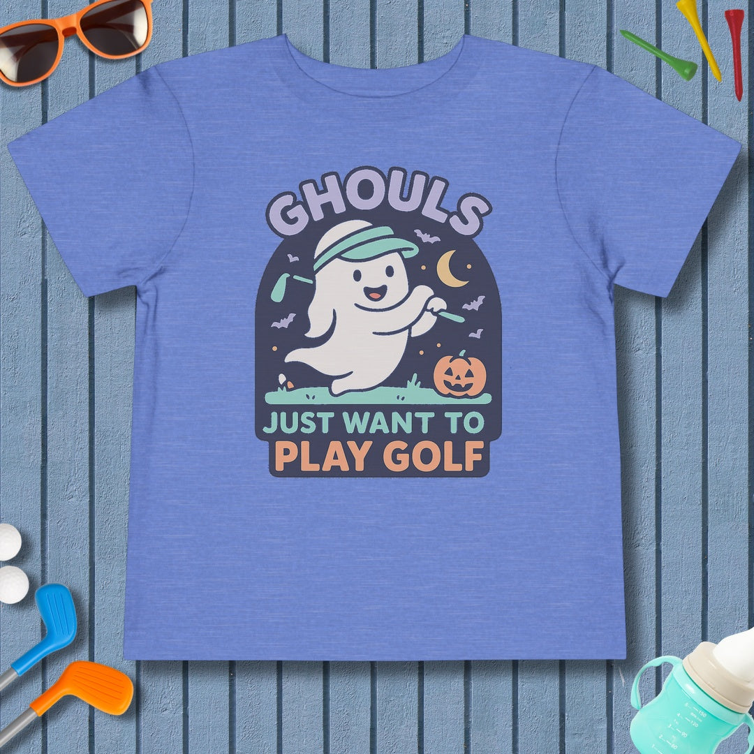 Ghouls Just Wanna Play Golf - Toddler Golf T-Shirt in Heather Columbia Blue