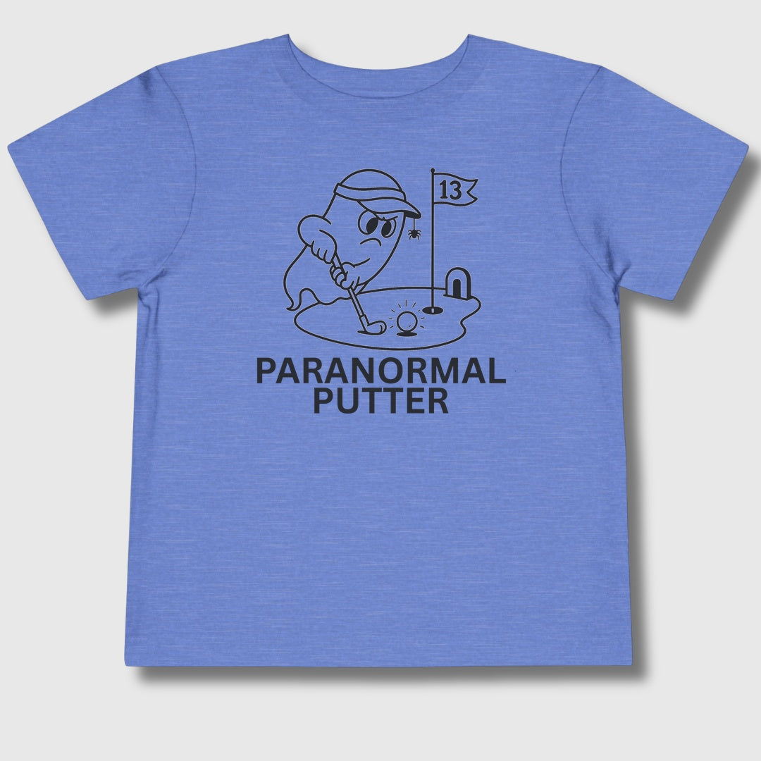 Paranormal Putter - Toddler Golf T-Shirt in Heather Columbia Blue