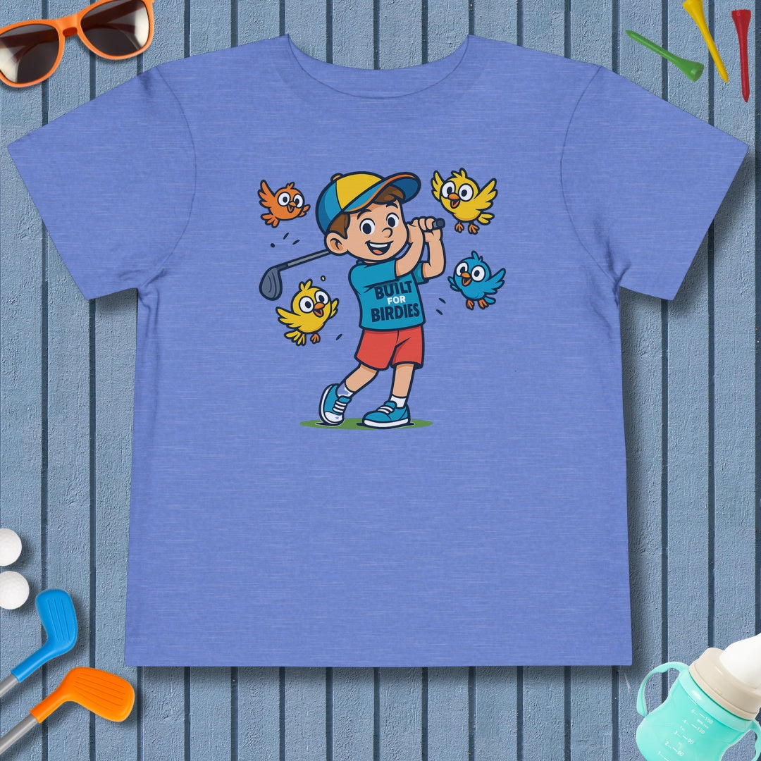 Built for Birdies - Toddler Golf T-Shirt in Heather Columbia Blue