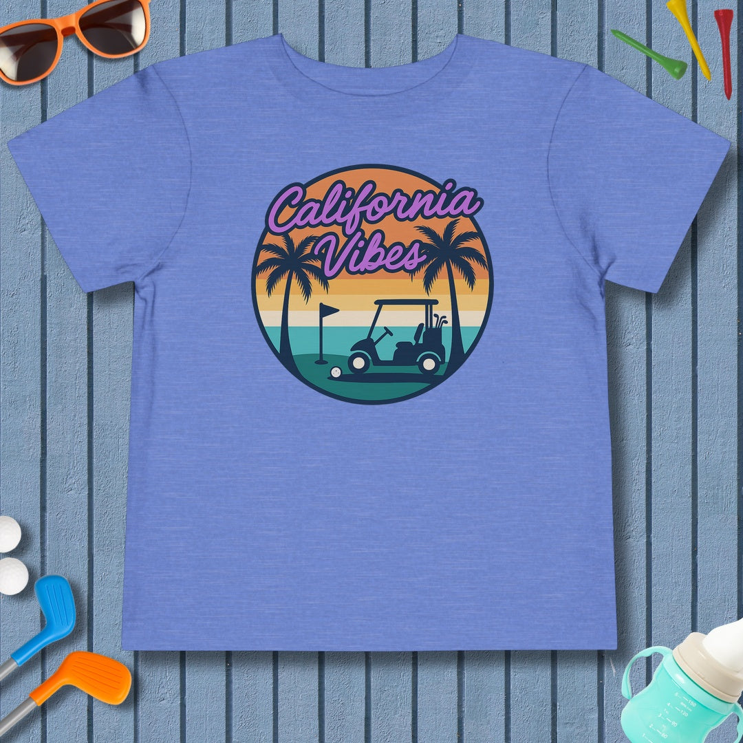 Golf Vibes - California Coast Edition - Toddler Golf T-Shirt in Heather Columbia Blue