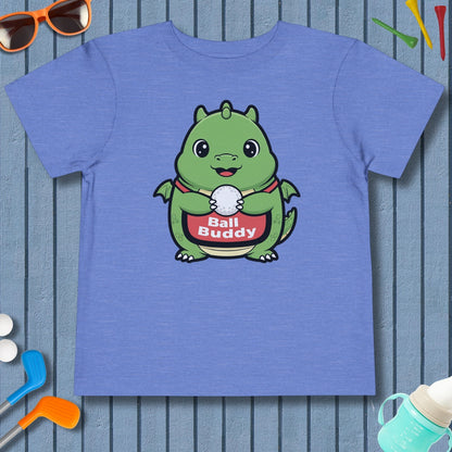 Ball Buddy Dragon - Toddler Golf T-Shirt in Heather Columbia Blue