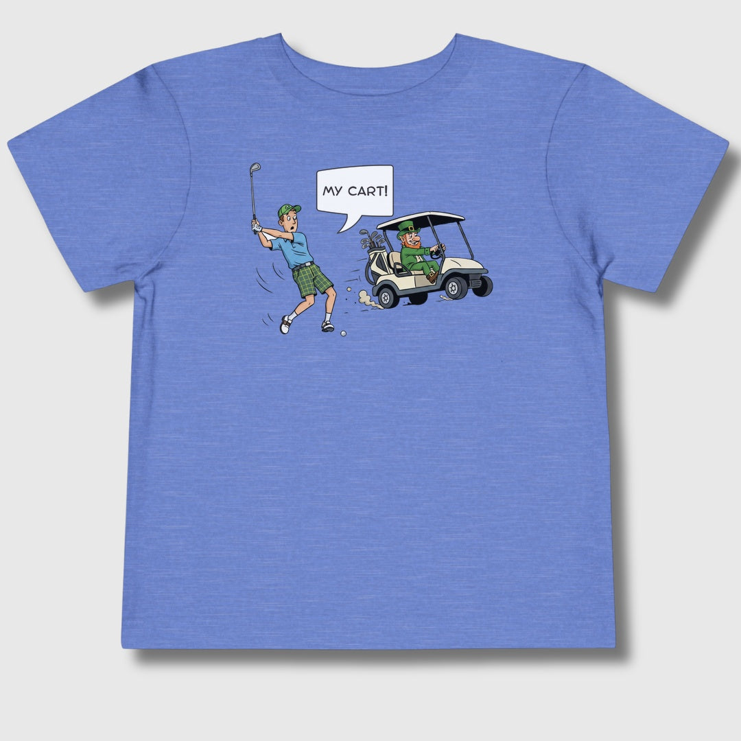 My Cart! - Toddler Golf T-Shirt in Heather Columbia Blue