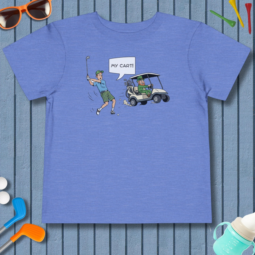 My Cart! - Toddler Golf T-Shirt in Heather Columbia Blue