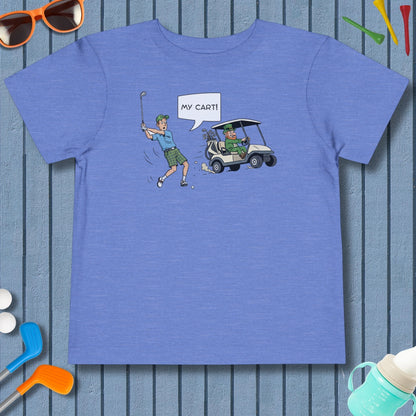 My Cart! - Toddler Golf T-Shirt in Heather Columbia Blue