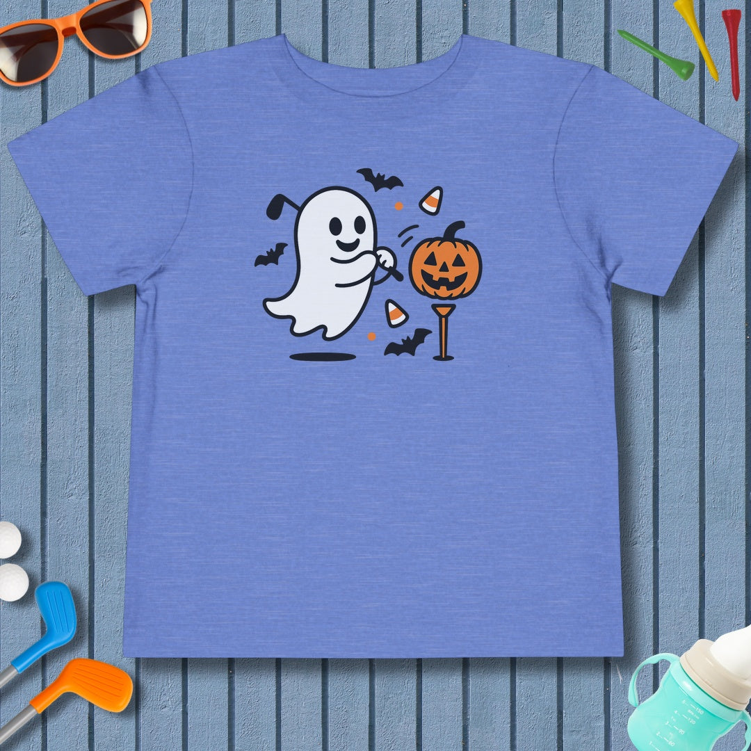 Ghost Tee Off - Toddler Golf T-Shirt in Heather Columbia Blue