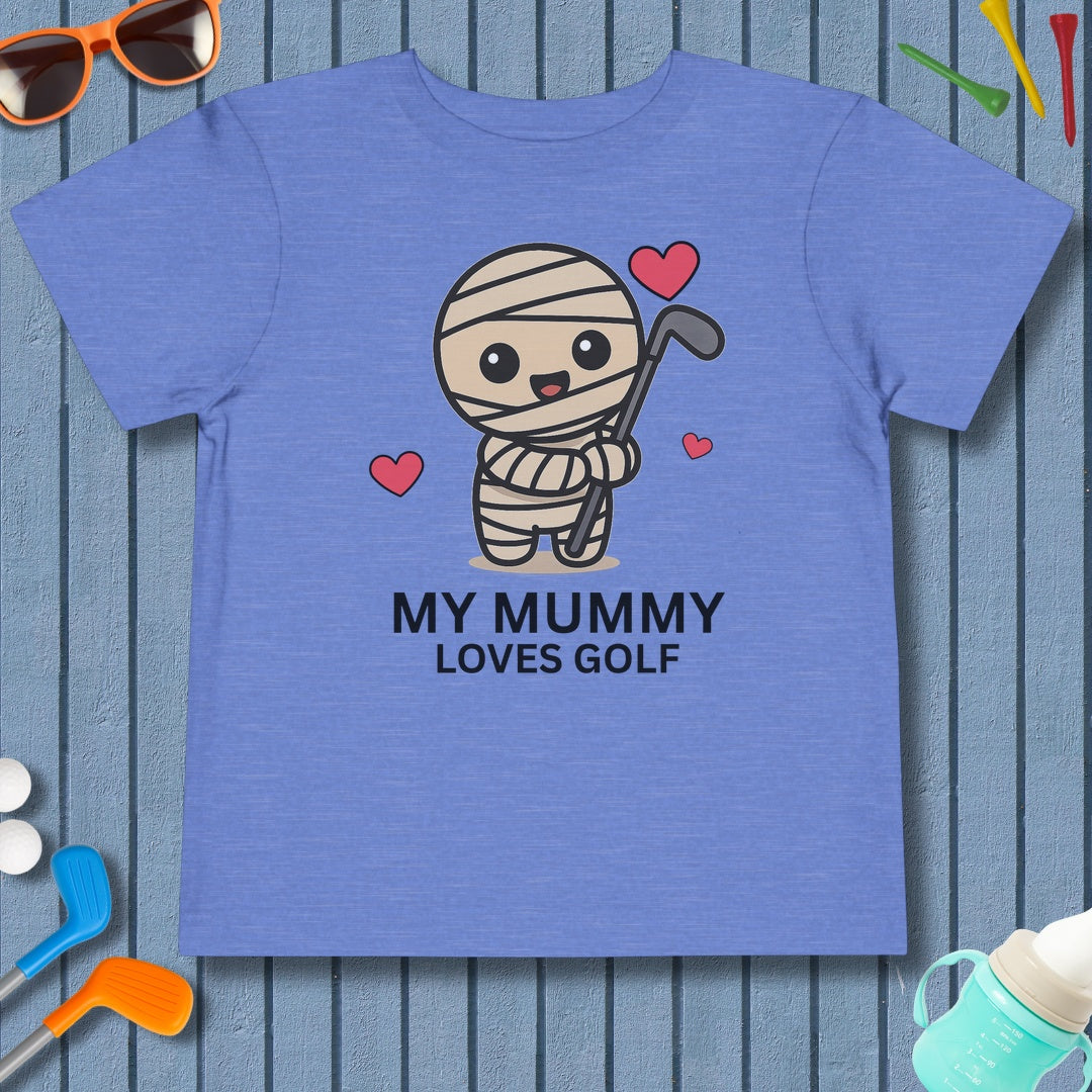 My Mummy Loves Golf - Toddler Golf T-Shirt in Heather Columbia Blue