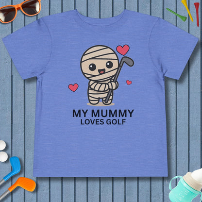 My Mummy Loves Golf - Toddler Golf T-Shirt in Heather Columbia Blue