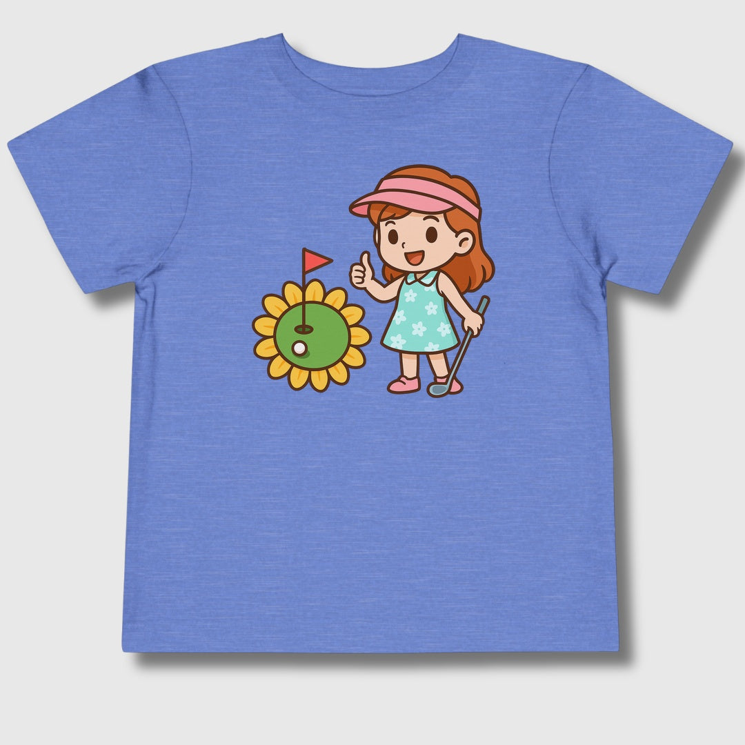 Sunflower Green - Toddler Golf T-Shirt in Heather Columbia Blue