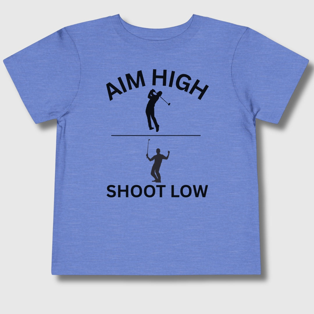 Aim High - Shoot Low (Male) - Toddler Golf T-Shirt in Heather Columbia Blue