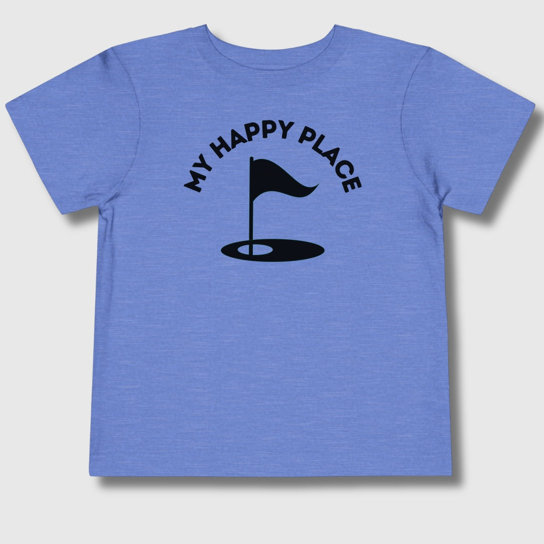 My Happy Place - Toddler Golf T-Shirt in Heather Columbia Blue