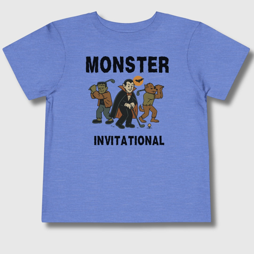 Monster Invitational - Toddler Golf T-Shirt in Heather Columbia Blue