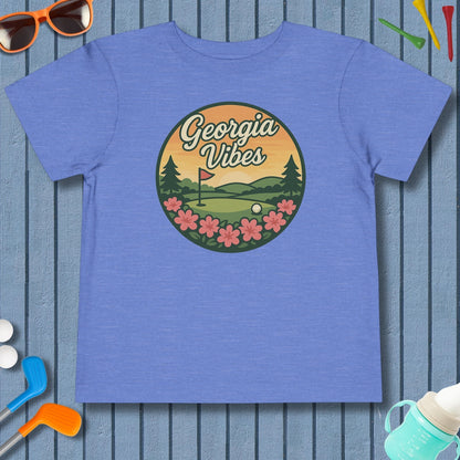 Golf Vibes - Georgia Azalea Edition - Toddler Golf T-Shirt in Heather Columbia Blue