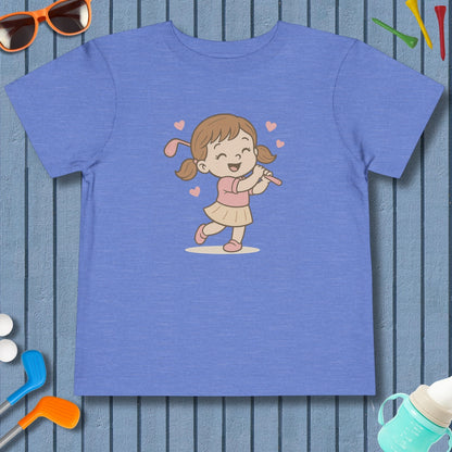 Happy Golfer Girl - Toddler Golf T-Shirt in Heather Columbia Blue