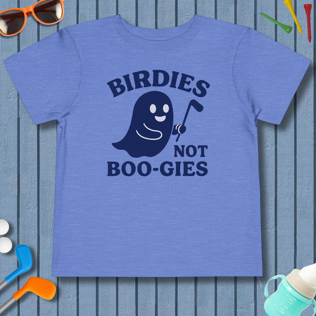 Birdies not BOO-GIES - Toddler Golf T-Shirt in Heather Columbia Blue