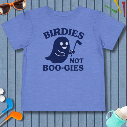 Birdies not BOO-GIES - Toddler Golf T-Shirt in Heather Columbia Blue
