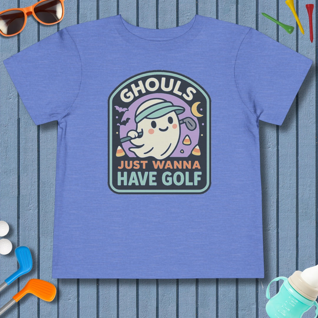 Ghouls Just Wanna Have Golf - Toddler Golf T-Shirt in Heather Columbia Blue