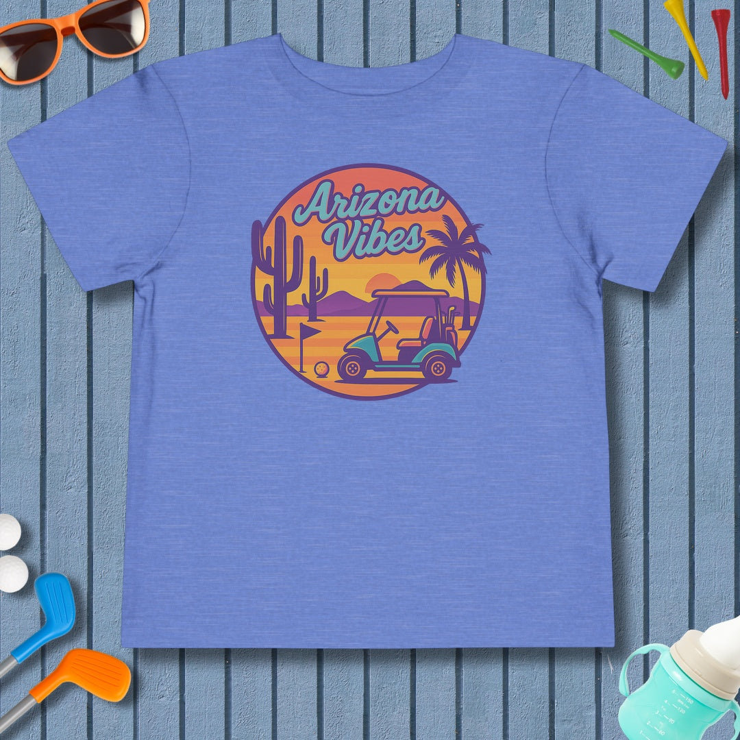 Golf Vibes - Arizona - Desert Edition Golf Destination - Toddler Golf T-Shirt in Heather Columbia Blue