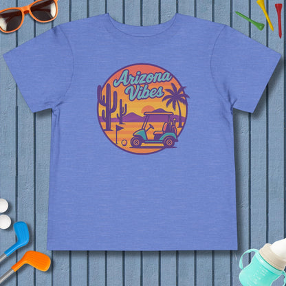 Golf Vibes - Arizona - Desert Edition Golf Destination - Toddler Golf T-Shirt in Heather Columbia Blue