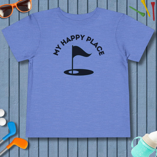 My Happy Place - Toddler Golf T-Shirt in Heather Columbia Blue