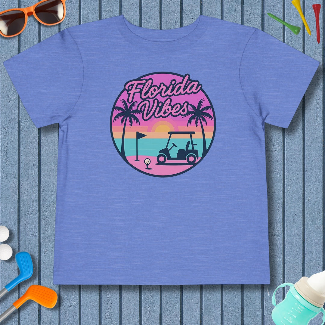 Golf Vibes - Florida Sunshine Edition - Toddler Golf T-Shirt in Heather Columbia Blue
