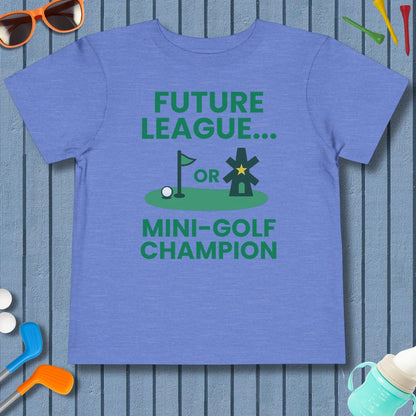 Future League or Mini-Golf Champion - Toddler Golf T-Shirt in Heather Columbia Blue