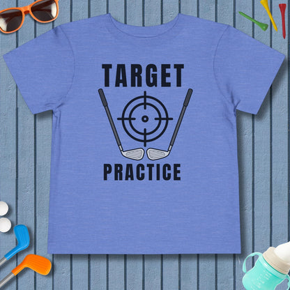 Target Practice - Toddler Golf T-Shirt in Heather Columbia Blue