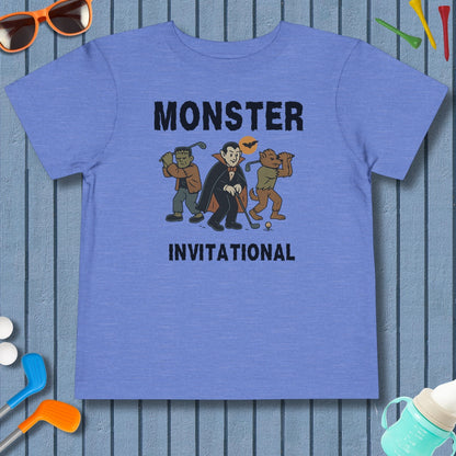 Monster Invitational - Toddler Golf T-Shirt in Heather Columbia Blue