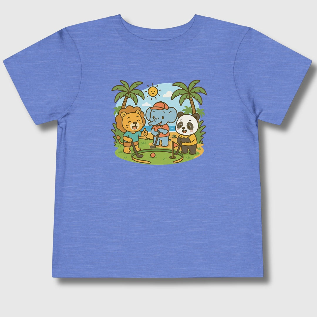 It's a zoo out here - Toddler Golf T-Shirt in Heather Columbia Blue