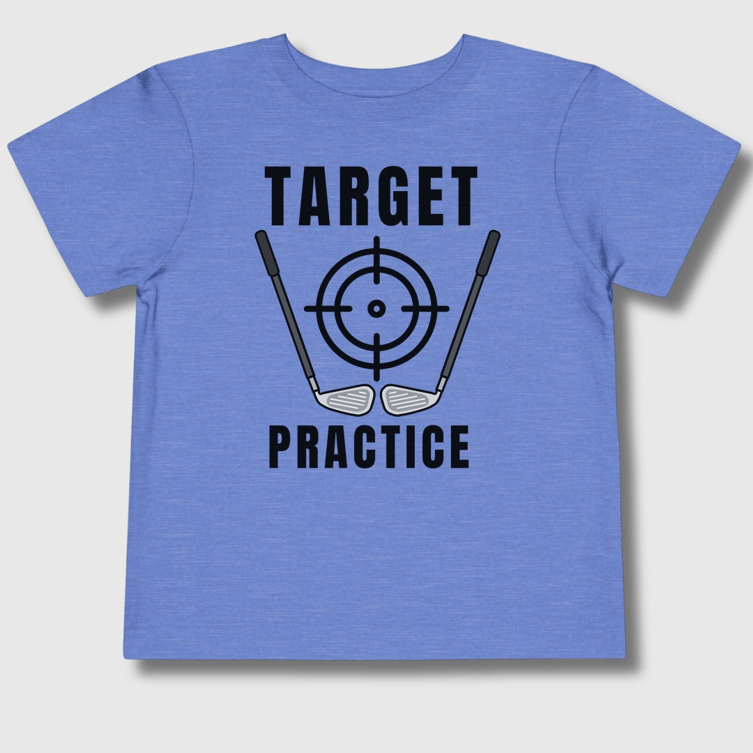 Target Practice - Toddler Golf T-Shirt in Heather Columbia Blue