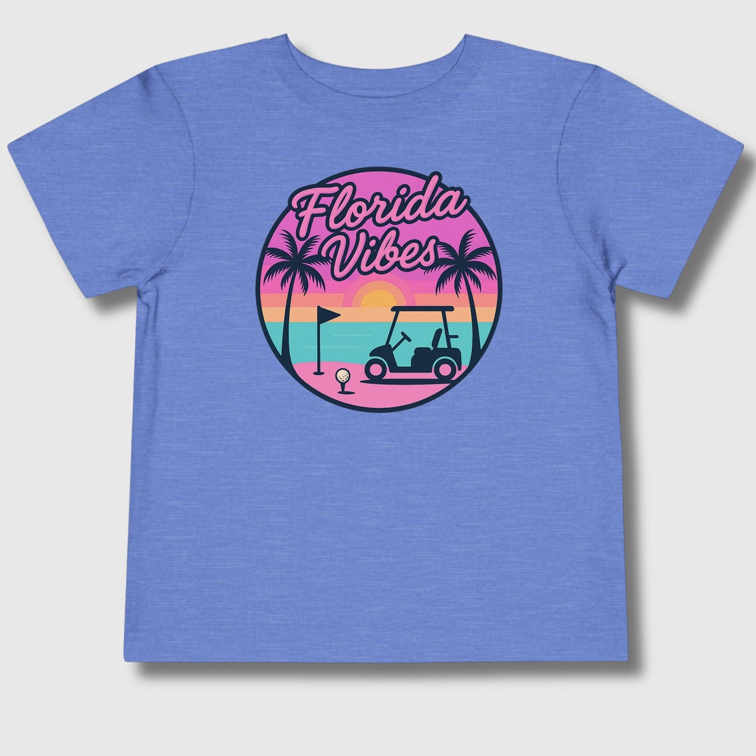 Golf Vibes - Florida Sunshine Edition - Toddler Golf T-Shirt in Heather Columbia Blue