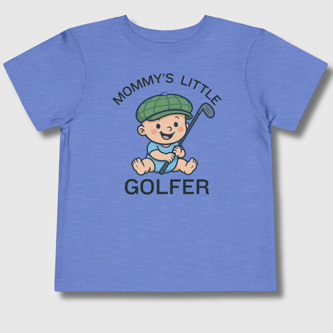 Mommy's Little Golfer - Toddler Golf T-Shirt in Heather Columbia Blue