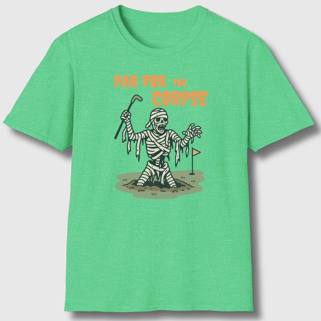 Par for the Corpse - Adult Golf T-Shirt in Heather Irish Green